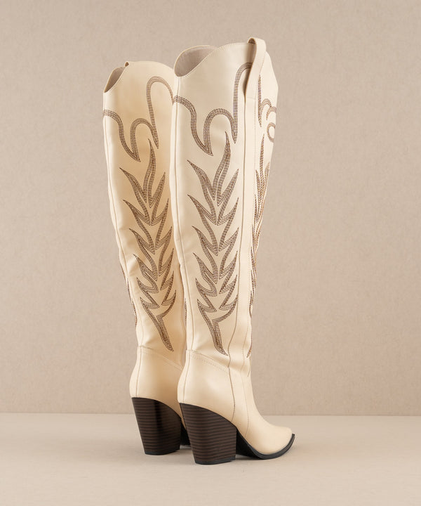 The Bronco Knee High Embordered Cowgirl Boots