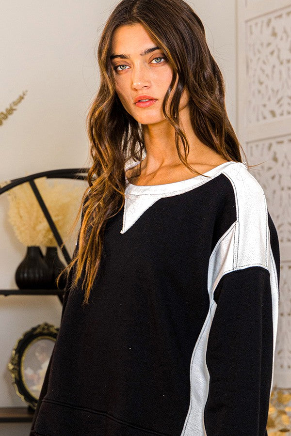 Easy Day Contrast Color-block Sweatshirt