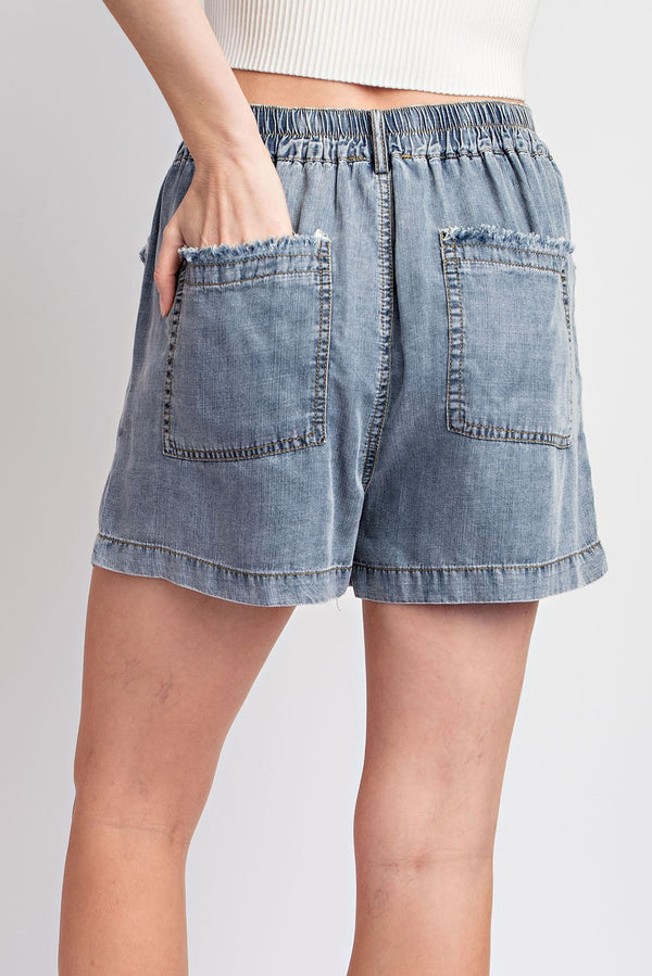 Denim Stone Wash Shorts