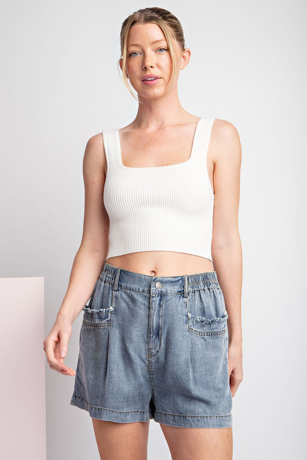 Denim Stone Wash Shorts