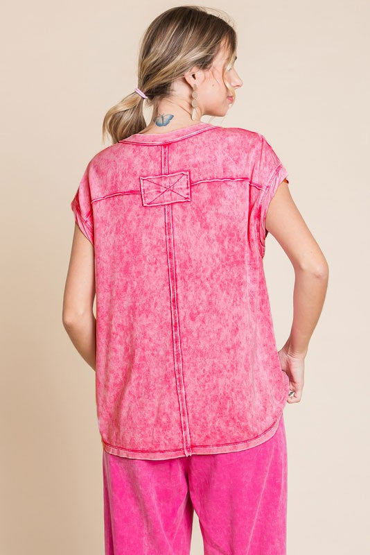 Pink Acid Wash Top