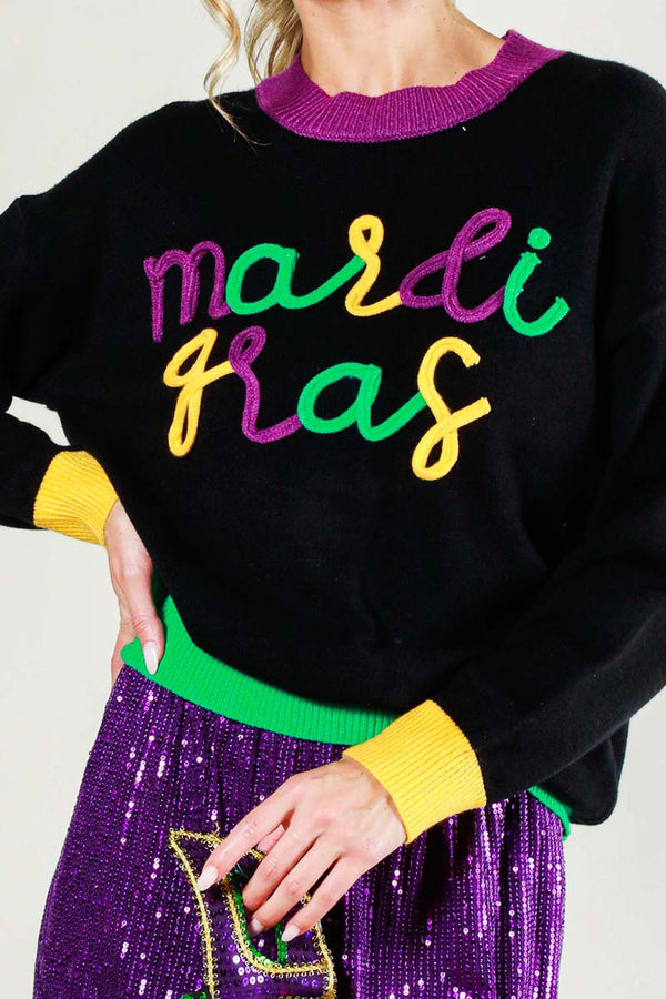Mardi Gras State of Mind Sweater - Black