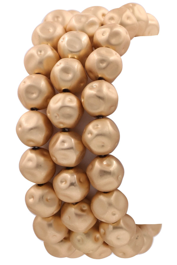 Gold Hammered Bracelet Set - Set of 3