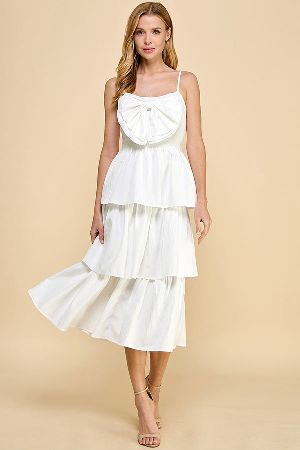 Bow Tiered Midi Dress