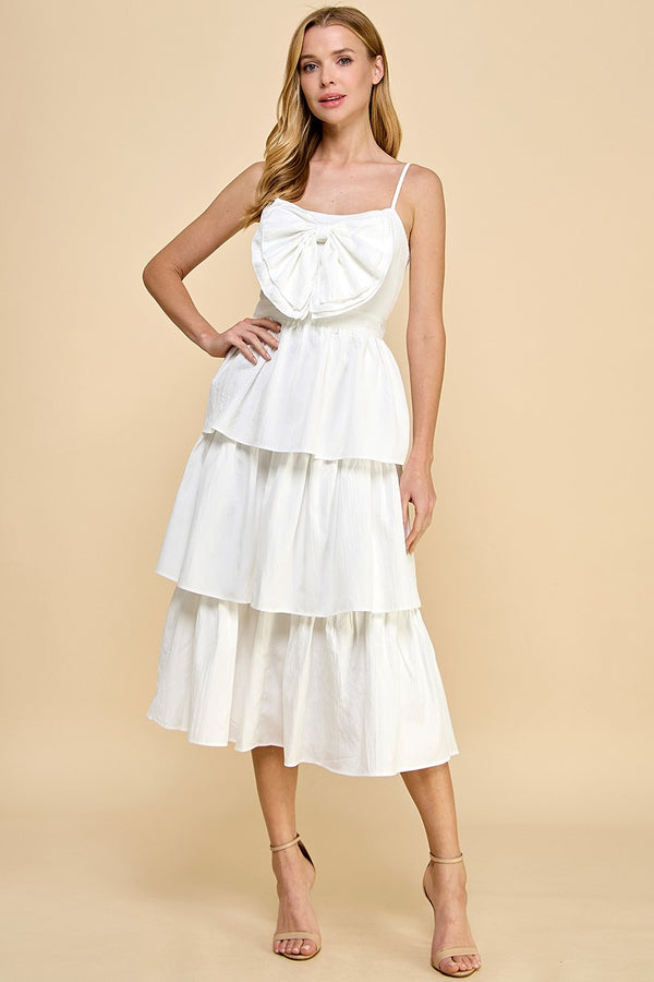 Bow Tiered Midi Dress
