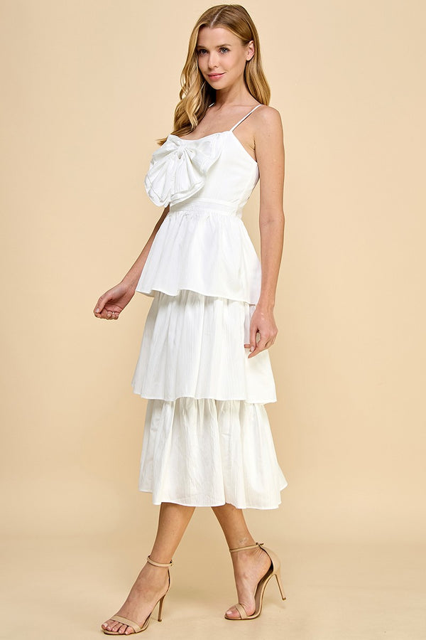 Bow Tiered Midi Dress