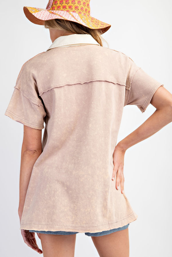 Mineral Wash Half Button Down