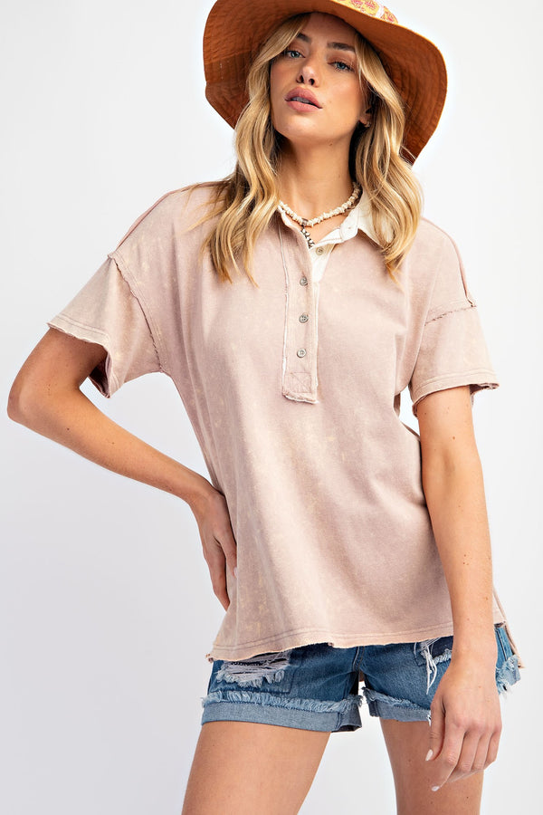 Mineral Wash Half Button Down