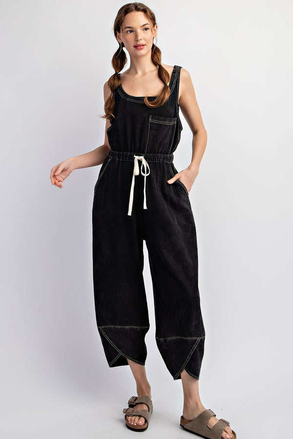 Black Mineral Wash Jumpsuit