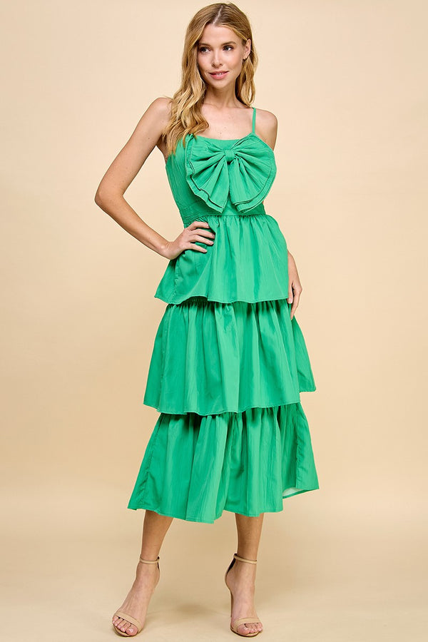 Bow Tiered Midi Dress