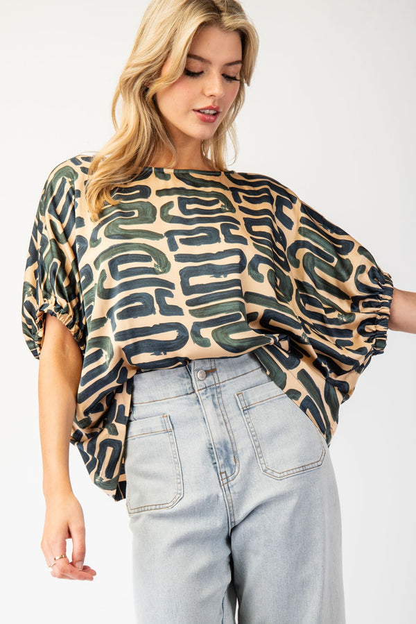 Printed Round Neck Top