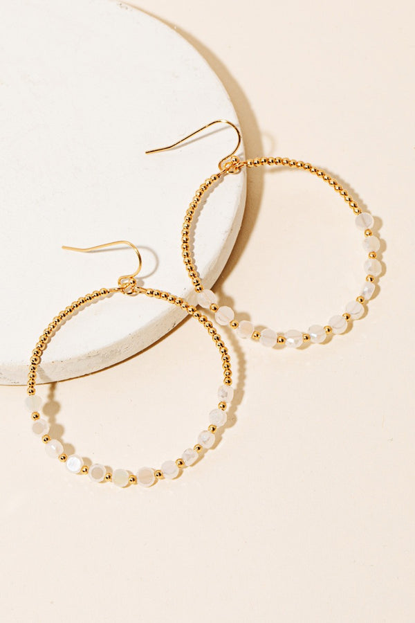 Glass And Metallic Beaded Hoop Drop Earrings