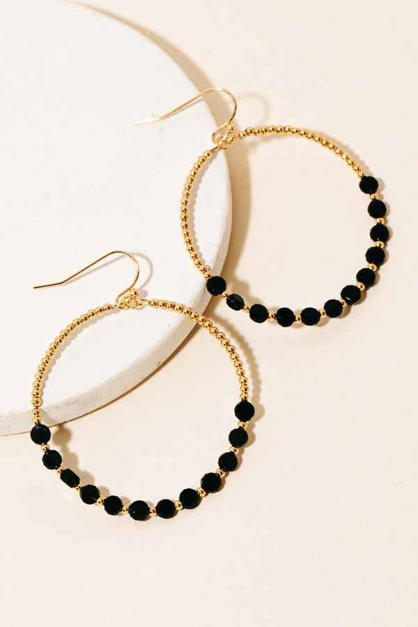 Glass And Metallic Beaded Hoop Drop Earrings