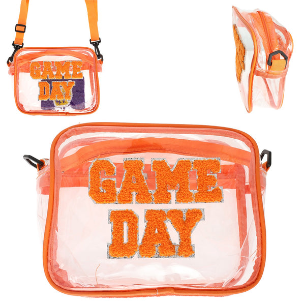 Game Day Patch Letter Clear Purse Orange