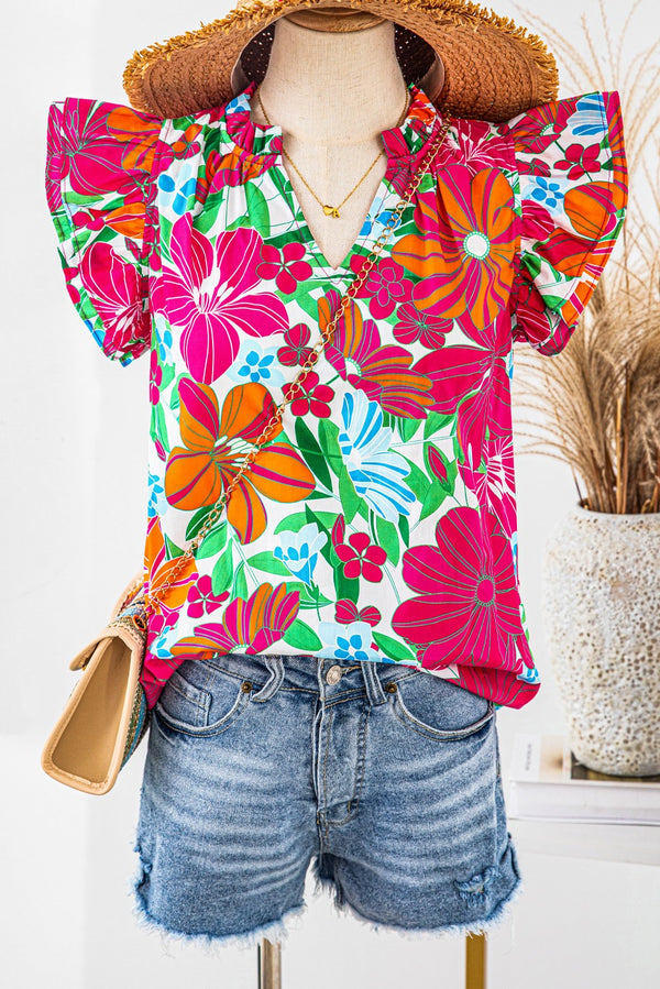 Blossom Delight V Neck Top