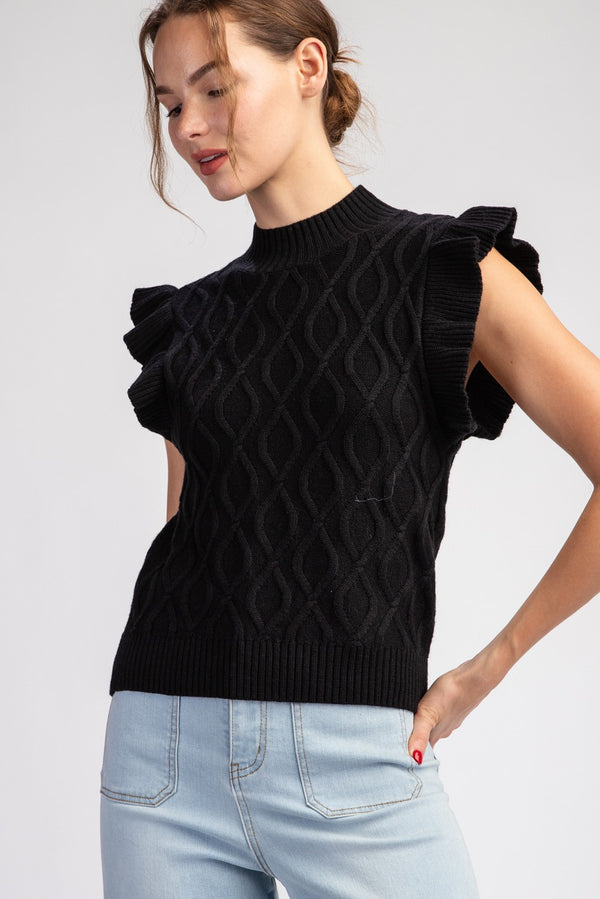 Ruffle Sleeve Sweater Top
