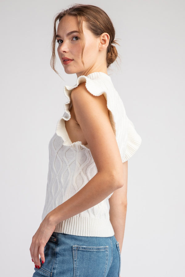 Ruffle Sleeve Sweater Top