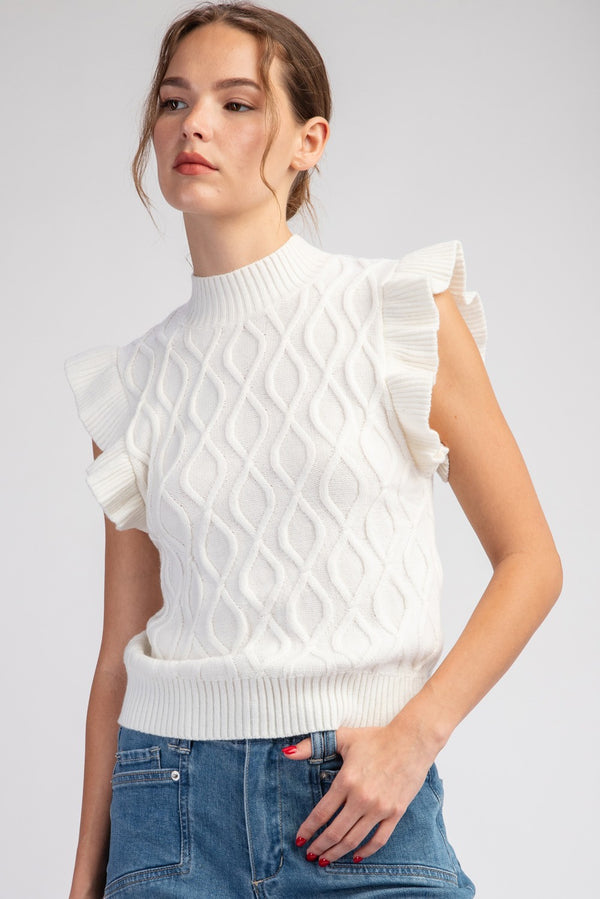 Ruffle Sleeve Sweater Top
