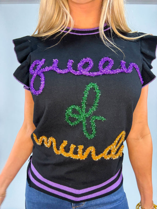 Mardi Time Ruffle " Queen of Mardi" Top