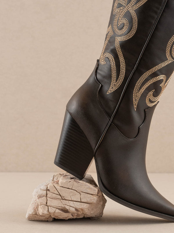 The Astrid Boots - Black with Brown