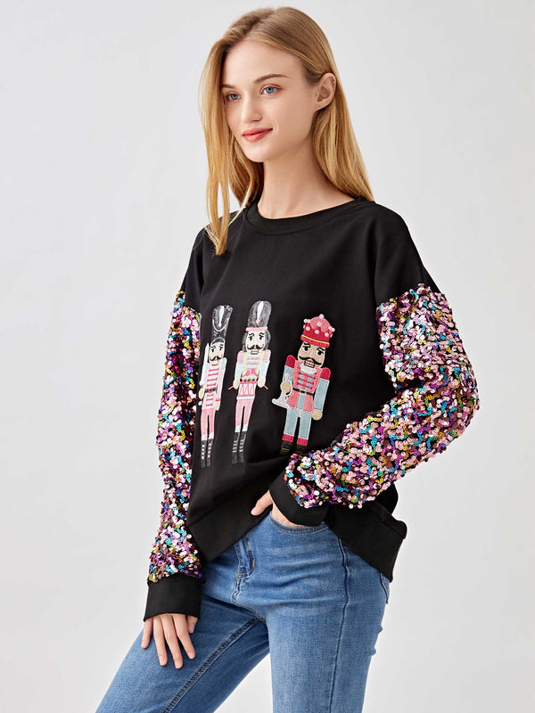 Nutcracker Sequin Sleeve Top