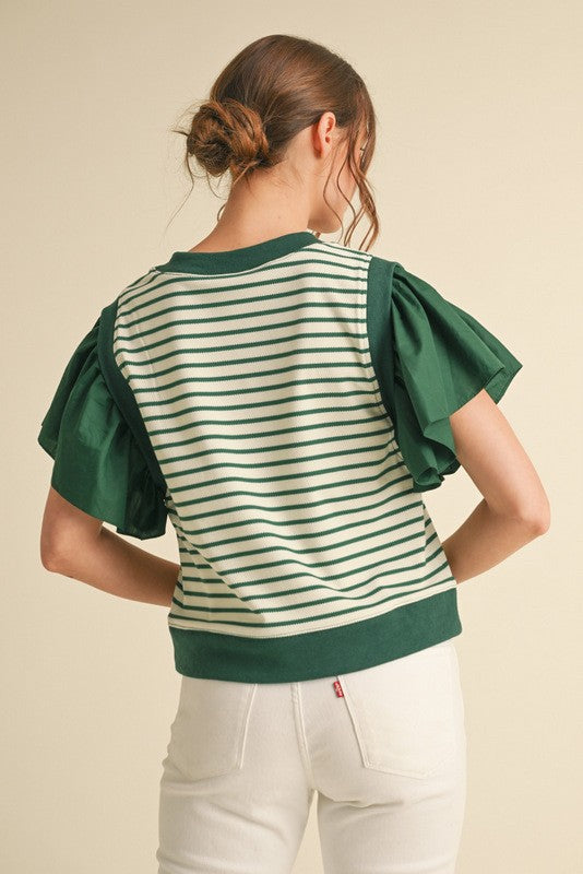 Find My Footing Green Stripe Top