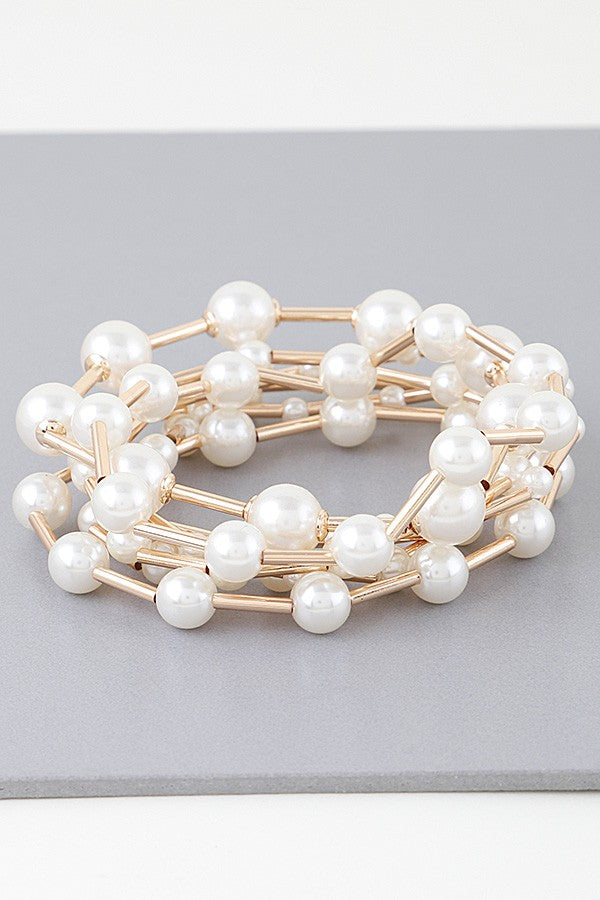 Pearl Wire Gold Bracelet