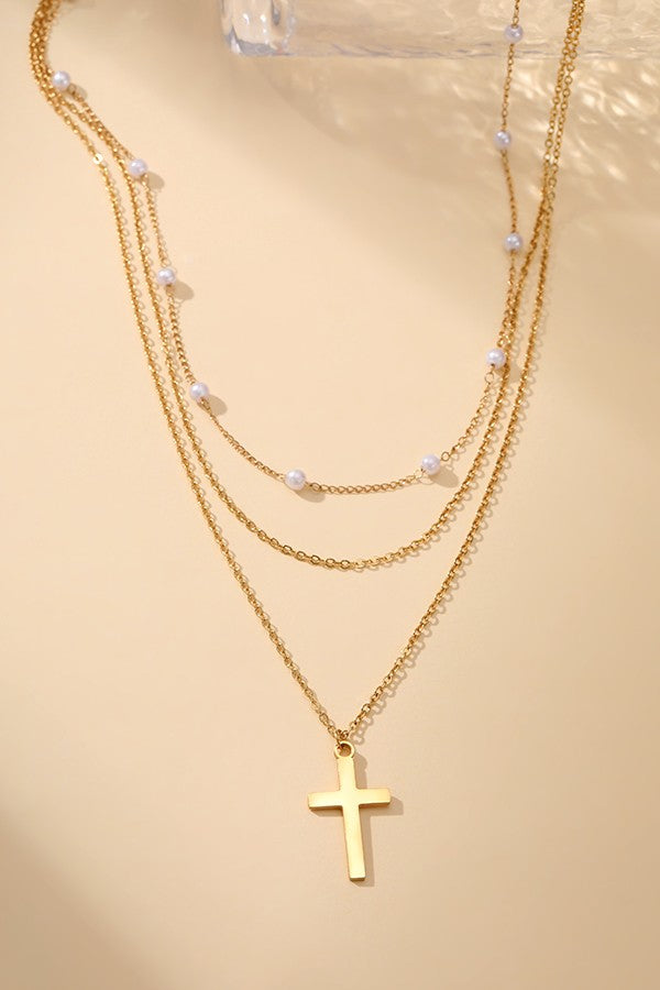 Pearl and Cross Necklace
