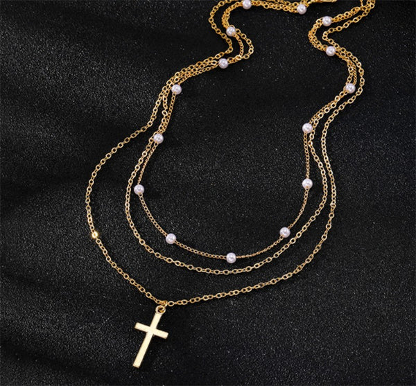 Pearl and Cross Necklace