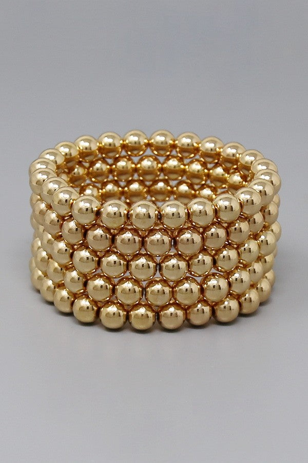 Metal Ball Beaded Stretch Bracelet Set