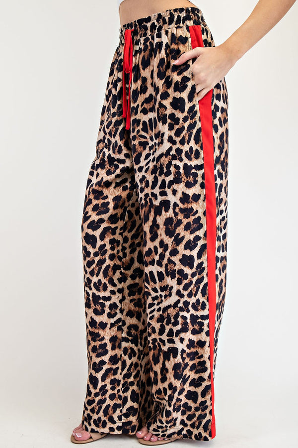 She's Iconic Leopard Red Stripe Pants