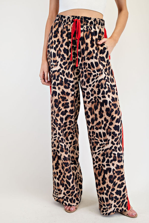 She's Iconic Leopard Red Stripe Pants