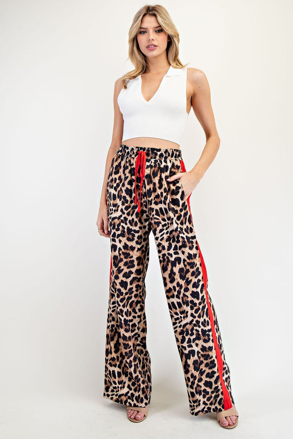 She's Iconic Leopard Red Stripe Pants