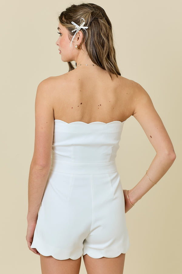 Strapless Scallop Romper
