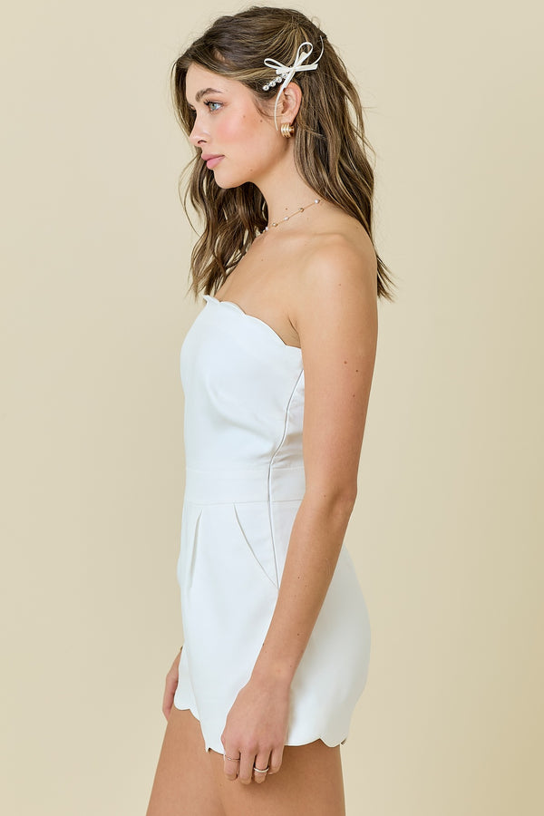 Strapless Scallop Romper