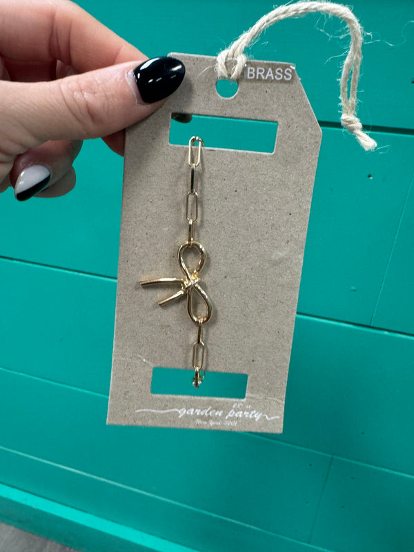 Gold Bow on Chain 7.5"-8" Bracelet