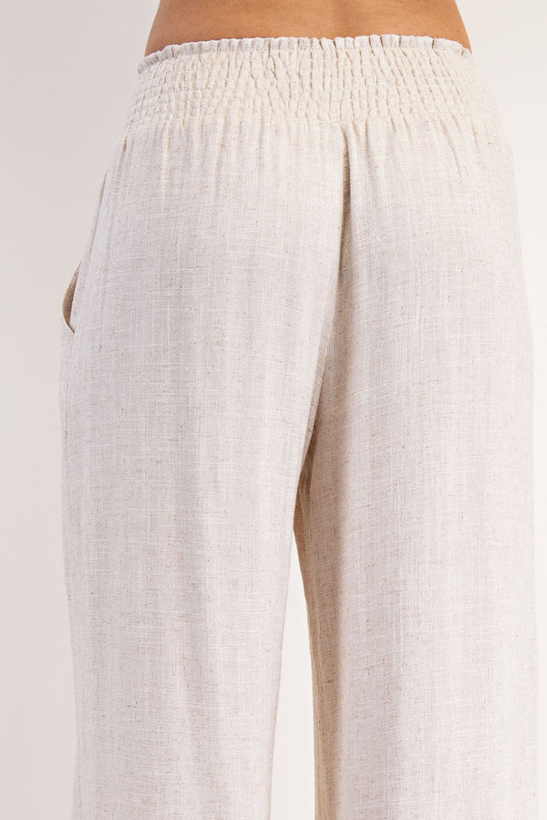Linen Drawstring Tassel Straight Leg Pants