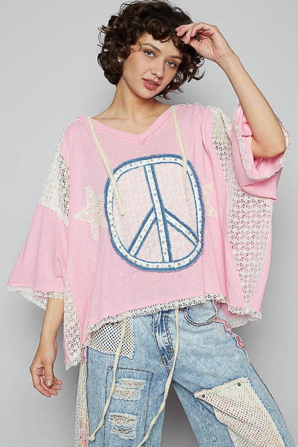 Candy Pink Peace Sign Top