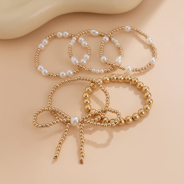 Pearl Bow Bracelet Stack