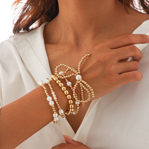 Pearl Bow Bracelet Stack