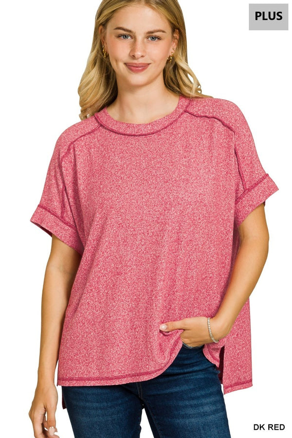 Black Friday | Soft Melange Hacci Short Sleeve Hi-low Tee