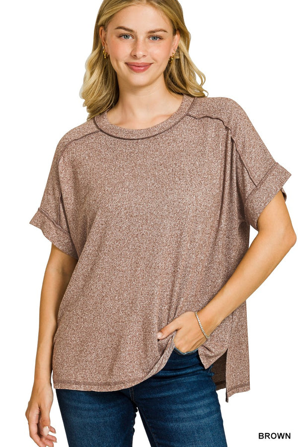 Black Friday | Soft Melange Hacci Short Sleeve Hi-low Tee