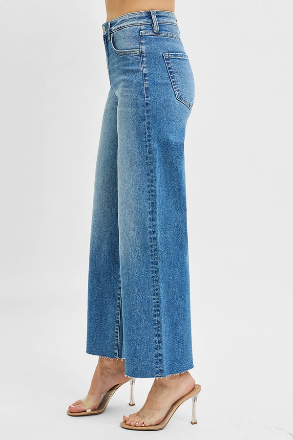 The Nancy Tummy Control High Rise Crop Wide Leg Jeans | Risen Denim
