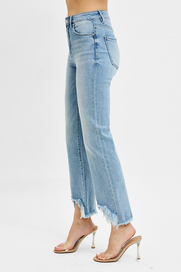 The Gracie High Rise Crop Bootcut Fray Hem Jeans