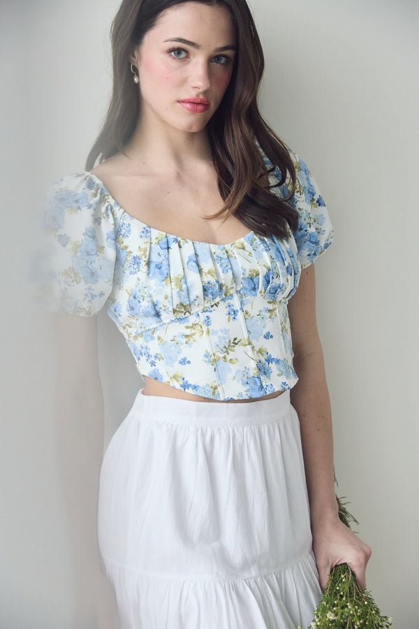 Floral Corset Waist Crop Top