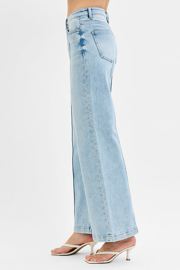 The Max High Waist Wide Leg Pintuck Detailed Denim | RISEN
