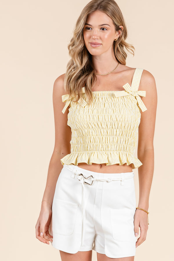 Gingham and Bow Tank Top