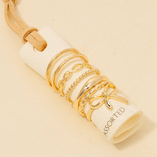 7pc Mixed Bow Band Rings Set