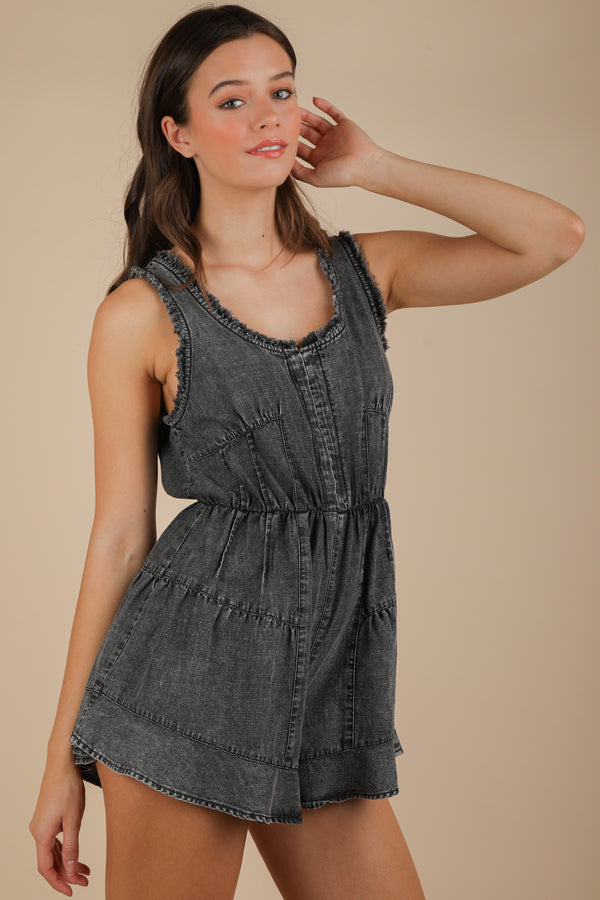 When the Sun Goes Down Denim Romper