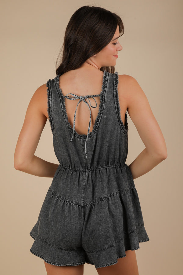 When the Sun Goes Down Denim Romper